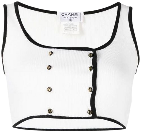 CHANEL Pre-Owned rib-knit Cropped Tank Top - Farfetch