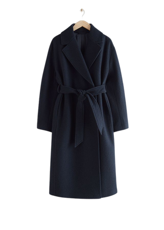 Voluminous Belted Wool Coat - Navy - & Other Stories WW
