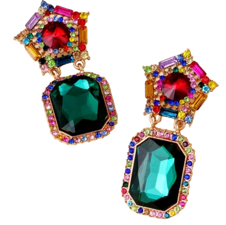 multicolored rhinestone earrings