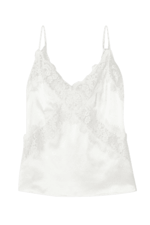 White The Dane lace-paneled silk-charmeuse camisole | Cami NYC | NET-A-PORTER