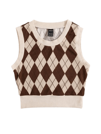 SHEIN Argyle Pattern Sweater Vest | SHEIN USA