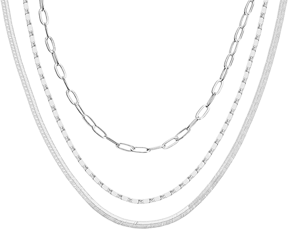 Amazon.com: PAVOI 14K Gold Plated Layered Triple Fashion Jewelry | 0.55mm 0.65mm 0.7mm Thick Gold Chain Necklaces for Women | 925 Sterling Silver Trendy Necklaces | White Gold: Clothing, Shoes & Jewelry
