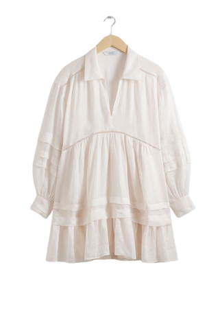Relaxed Collared Mini Dress - Cream - Mini dresses - & Other Stories US