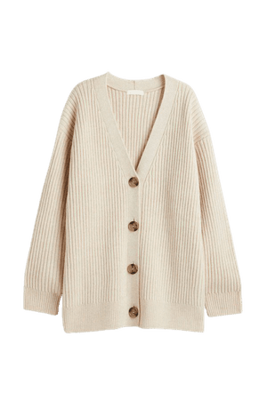 Rib-knit Cardigan - Light beige melange - Ladies | H&M US
