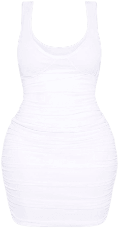 *clipped by @luci-her* Shape White Mesh Cup Detail Bodycon Dress | PrettyLittleThing USA