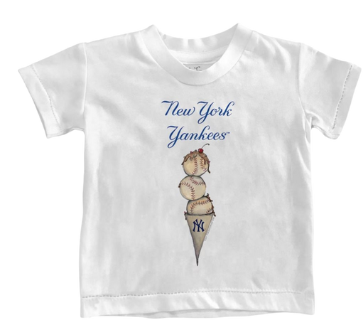 Youth New York Yankees Tiny Turnip White Triple Scoop T-Shirt