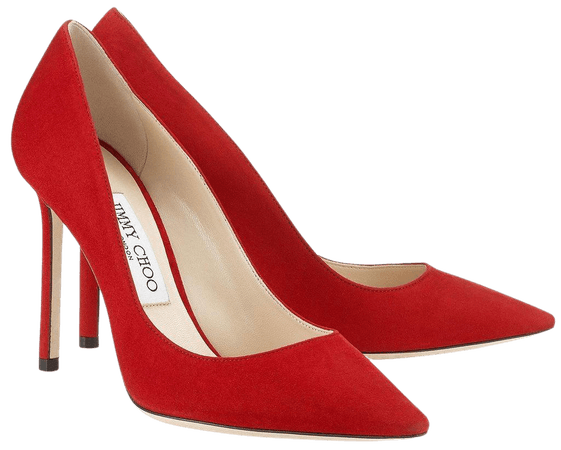 JIMMY CHOO Romy 100 Suede Pumps, Red – OZNICO