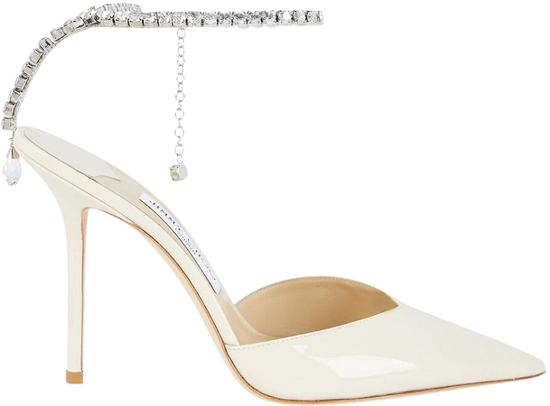 Jimmy Choo Saeda Embellished Patent-Leather Pumps in White | INTERMIX®