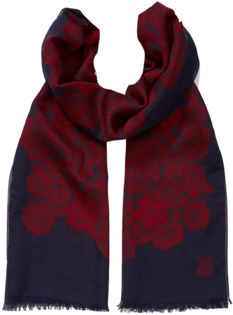 red and blue scarf
