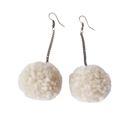 yarn puff ball earrings