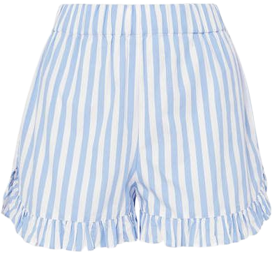 Swimton Ruffled Striped Cotton Shorts - Sky blue
