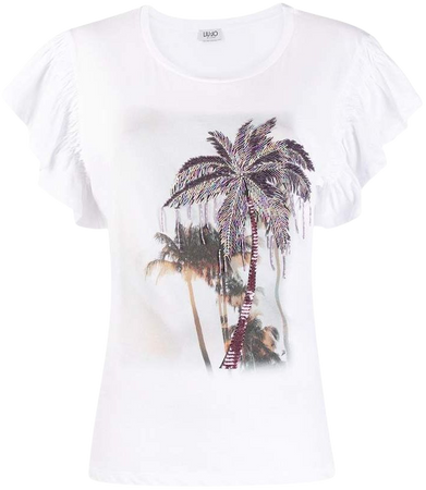 palm-print beaded T-shirt