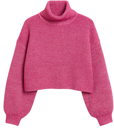 Dark pink cropped turtleneck knit - Pink - Monki WW