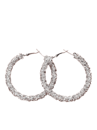 Rhinestone Decor Hoop Earrings | SHEIN USA