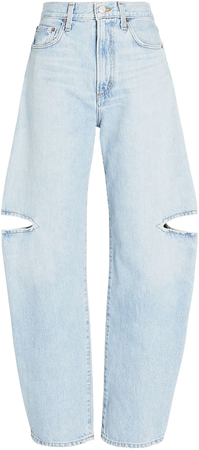 AGOLDE Sanna Cut-Out Organic Curved-Leg Jeans in blue | INTERMIX®