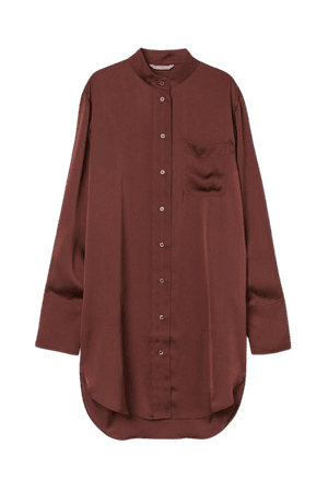 Oversized Satin Shirt - Dark red-brown - Ladies | H&M US