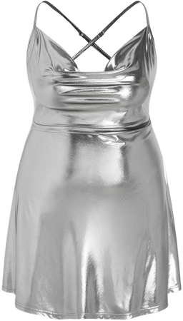 Metallic Cowl Neck Mini Dress Curve & Plus - Cider