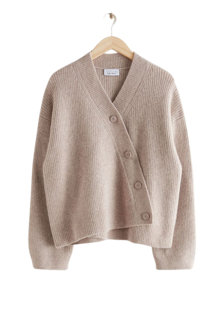 Relaxed Asymmetric Knit Cardigan - Mole - & Other Stories WW