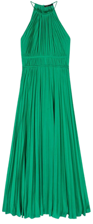 224REVILLY Pleated satin maxi dress - Dresses - Maje.com