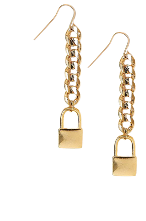 Tess + Tricia Gold Lock Drop Earrings