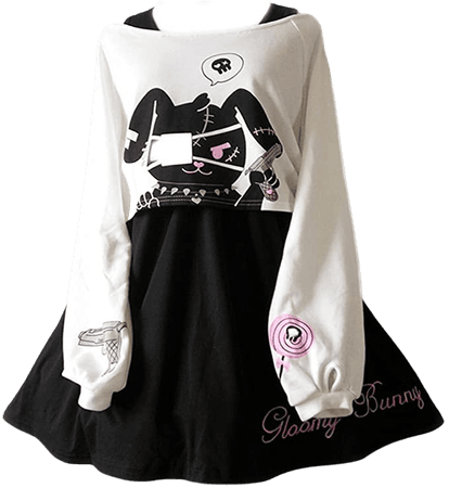 Amazon.com: Cute Dress For Teens Girl Two Piece Set Bunny Prints Casual Cotton Dresses For Spring Autumn (S): Clothing