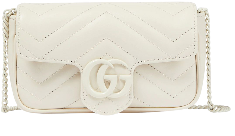 Marmont Super Mini Leather Shoulder Bag in White - Gucci | Mytheresa