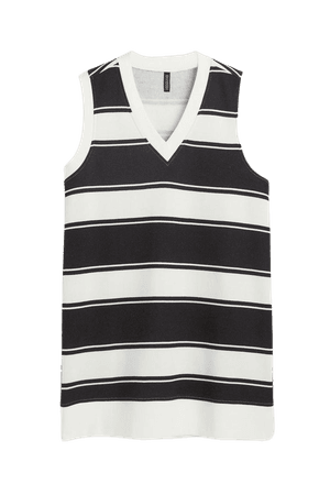 Sleeveless dress - White/black striped - Ladies | H&M US