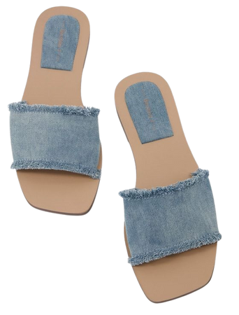 Denim flat slider sandals - Shoes - Women | Bershka