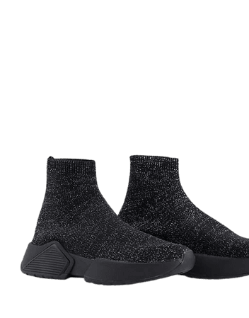 ASOS DESIGN Della sock sneakers in black glitter | ASOS