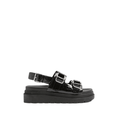 Black quilted chunky sandals | River Island