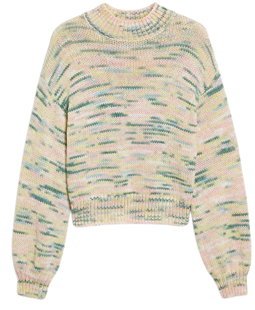 Pastel cropped oversized knit sweater - Pink dusty light - Monki WW