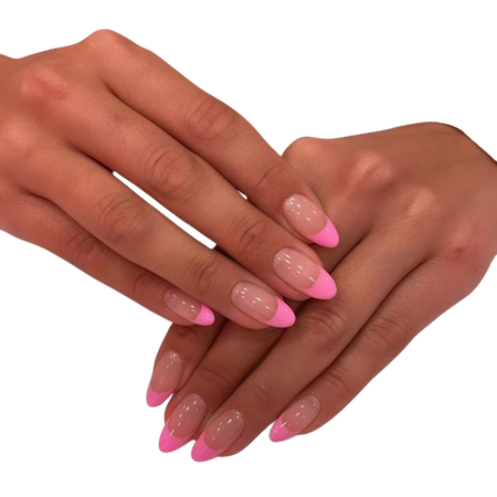 Pink French Tip Acrylic Almond Nails