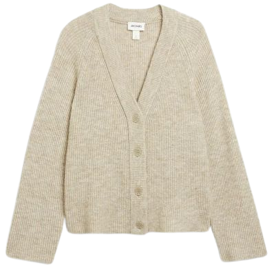Wool blend knitted cardigan - Dusty beige - Monki WW