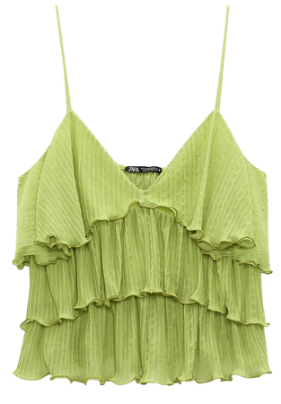 PLEATED RUFFLED TOP - Lime green | ZARA United States