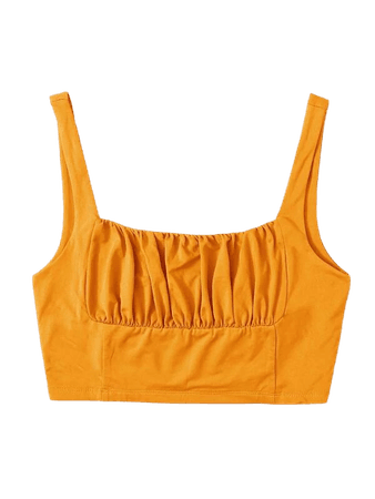 Ruched Bust Crop Tank Top | SHEIN USA yellow