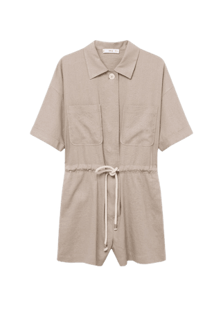 Belt linen jumpsuit - Women | Mango USA