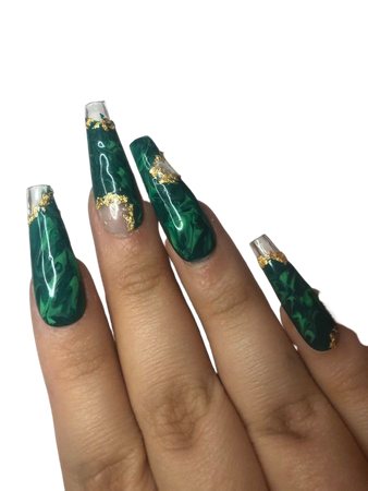 Gold and Green nails