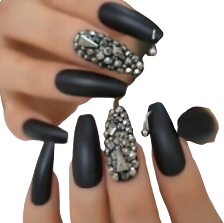 black studded coffin nails