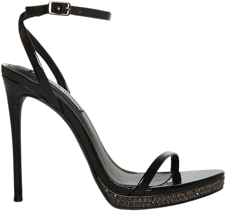 ARI Black Patent Strappy Platform Heel | Women's Heels – Steve Madden