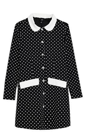 Petite black spot long sleeve blazer dress | River Island