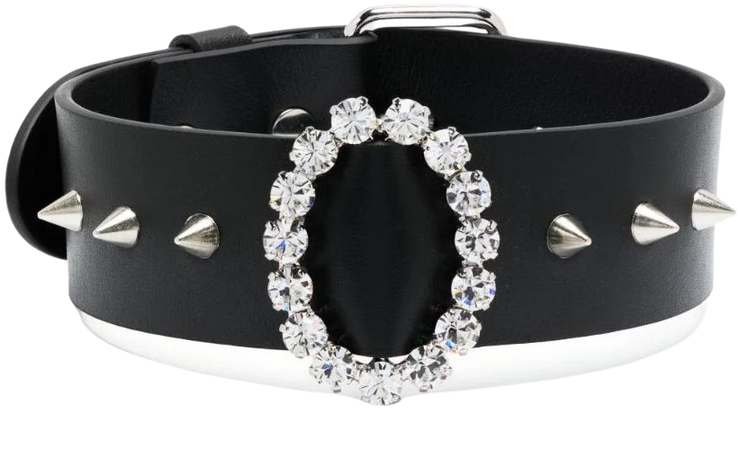 Alessandra Rich Embellished Leather Choker Necklace - Farfetch