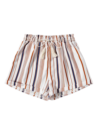 Fringe Striped Shorts | ROMWE USA