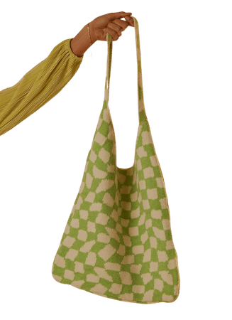 Venice Beach Knit Bag - Lime Green Check – Peppermayo US