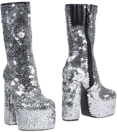 silver star platform boots