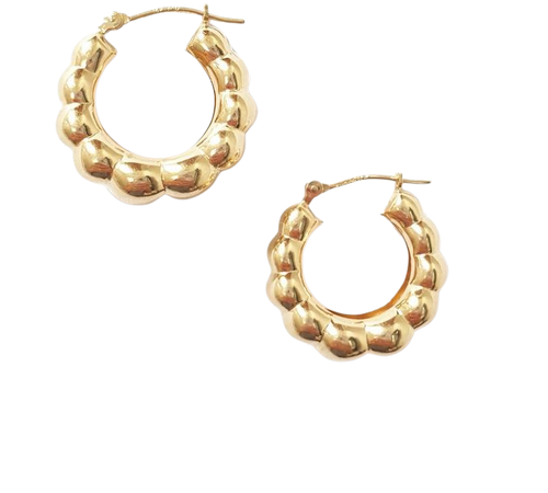 Vintage 14ct Gold Chubby Hoop Earrings | Etsy