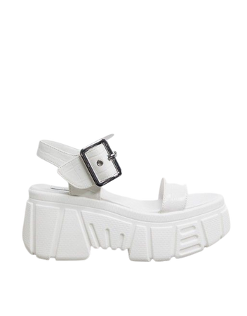 Bershka chunky buckle sandal in white | ASOS