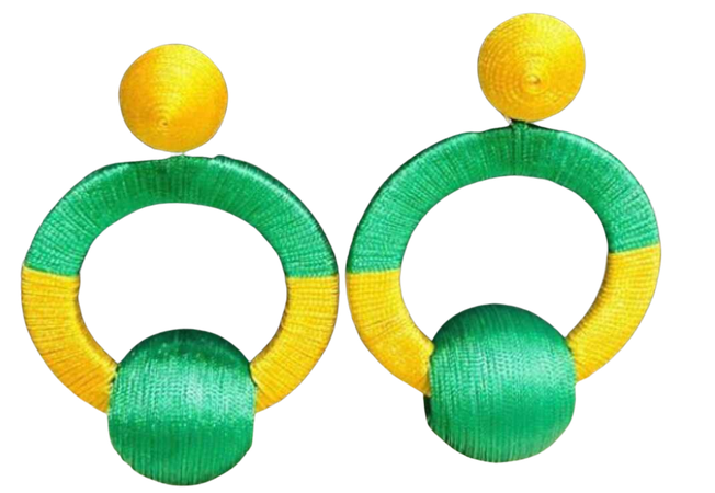 green and yellow earrings