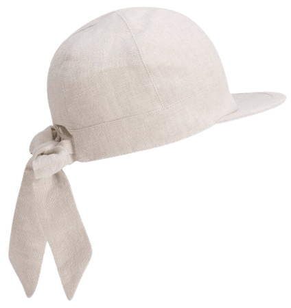 beige linen knot cap