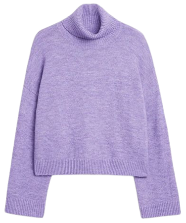 Knitted turtleneck sweater - Light purple - Monki WW