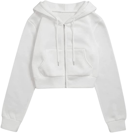 Amazon.com: Floerns Women's Casual Long Sleeve Zip Up Cropped Hoodie Jacket with Pockets White XS : Clothing, Shoes & Jewelry